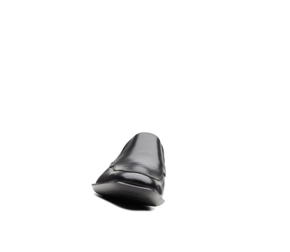 Clarks Bensley Step Leder Slip On Schuhe Herren Schwarz | KVHT79841