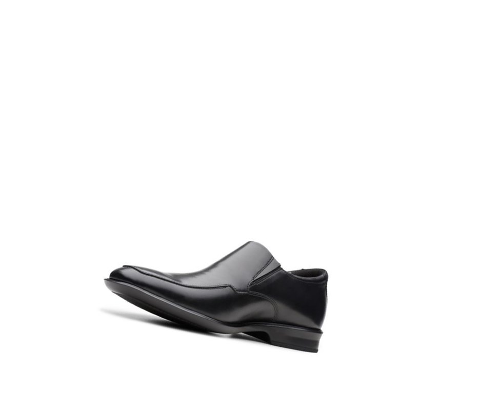 Clarks Bensley Step Leder Slip On Schuhe Herren Schwarz | KVHT79841