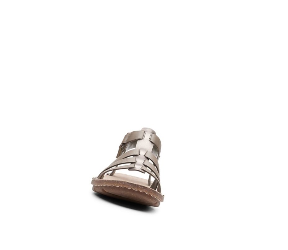 Clarks Blake Jewel Leder Flache Sandalen Damen Olivgrün | LJVI43980