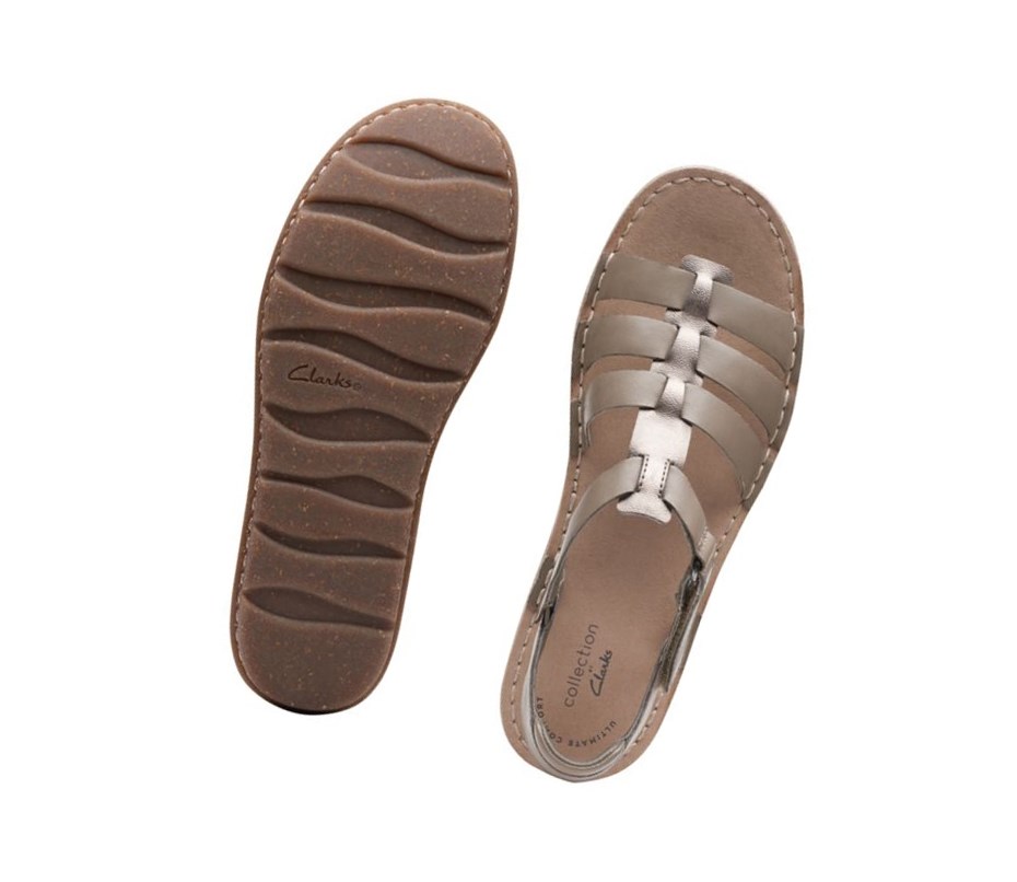 Clarks Blake Jewel Leder Flache Sandalen Damen Olivgrün | LJVI43980