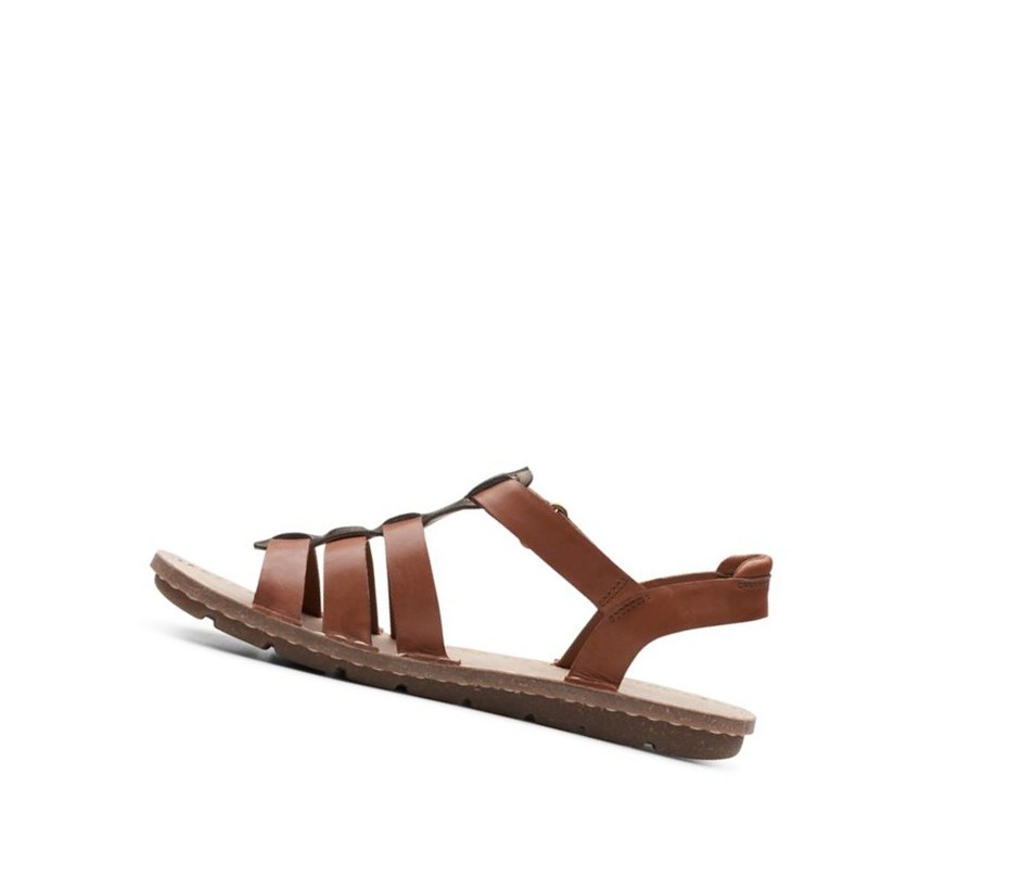 Clarks Blake Jewel Leder Flache Sandalen Damen Dunkelbraun | MXSB26738