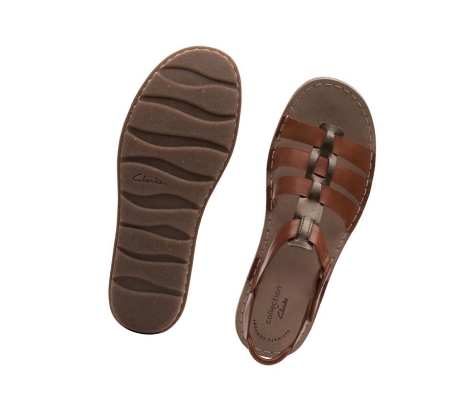 Clarks Blake Jewel Leder Flache Sandalen Damen Dunkelbraun | MXSB26738
