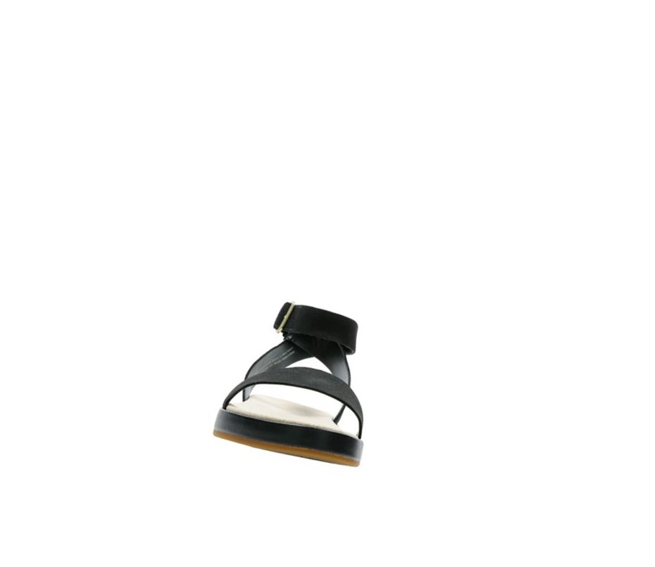 Clarks Botanic Ivy Nubuck Flache Sandalen Damen Schwarz | BZUJ74328