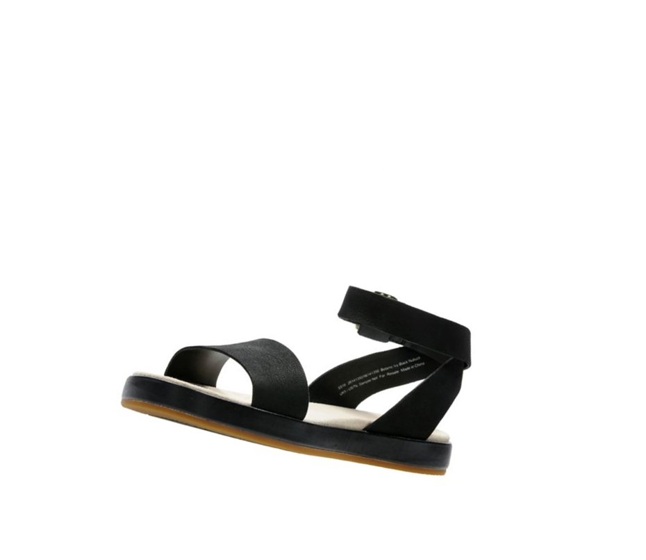 Clarks Botanic Ivy Nubuck Flache Sandalen Damen Schwarz | BZUJ74328