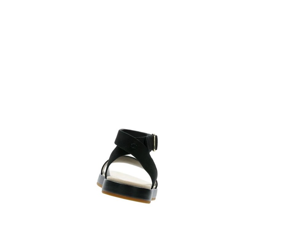 Clarks Botanic Ivy Nubuck Flache Sandalen Damen Schwarz | BZUJ74328