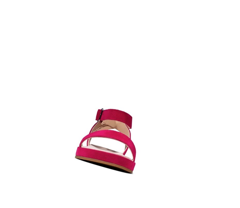Clarks Botanic Ivy Wildleder Flache Sandalen Damen Fuchsie | FEKB96780