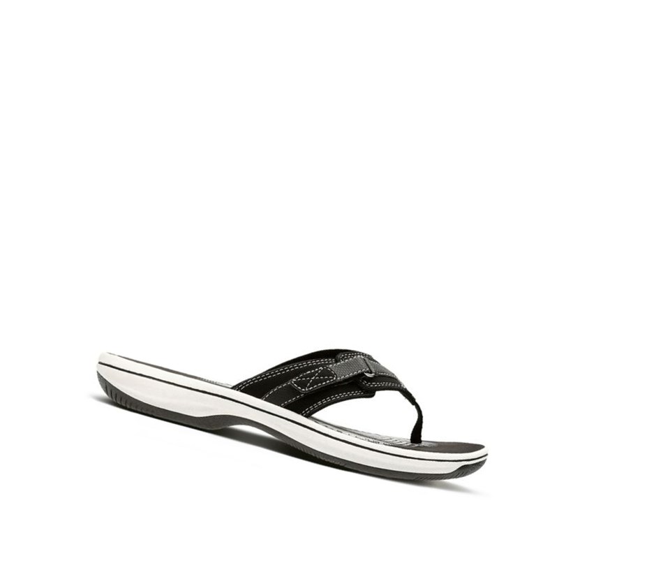Clarks Brinkley Sea Synthetik Flip Flops Damen Schwarz | DMXT18095
