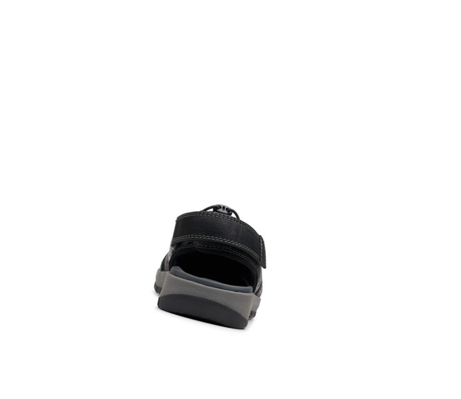 Clarks Brixby Cove Leder Lässige Sandalen Herren Schwarz | GKNU90751