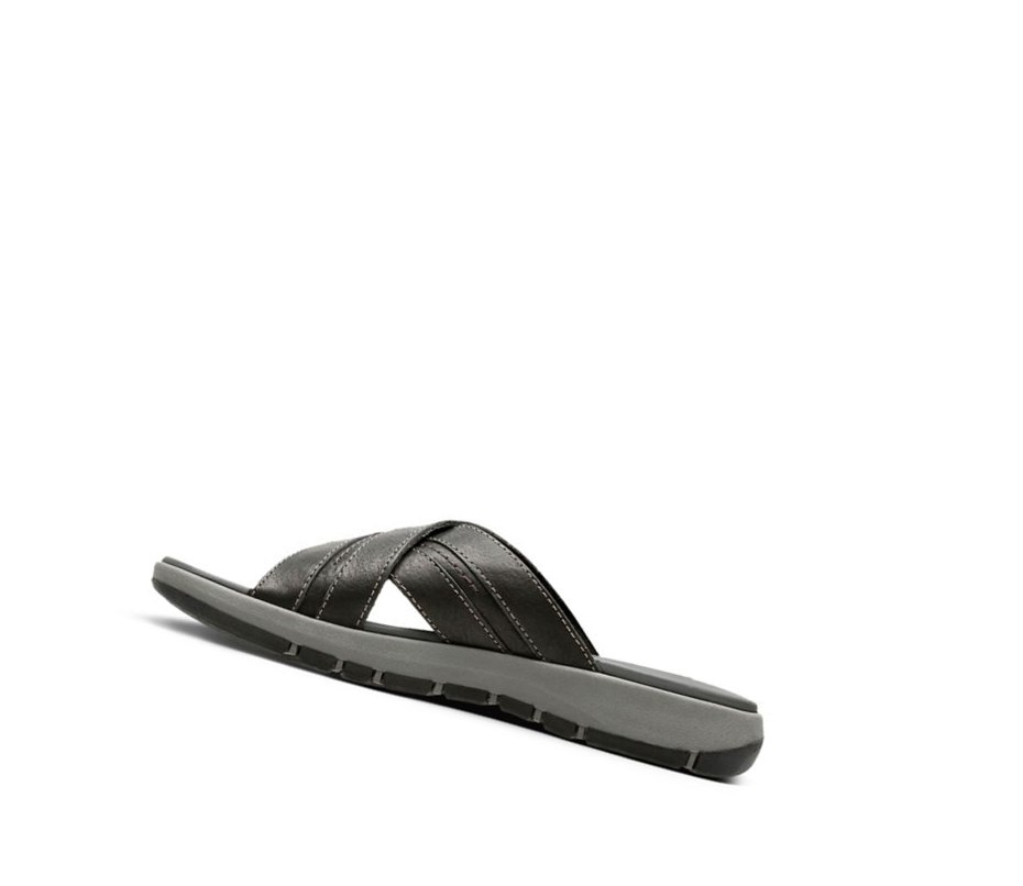 Clarks Brixby Cross Leder Lässige Sandalen Herren Schwarz | BAHC42107