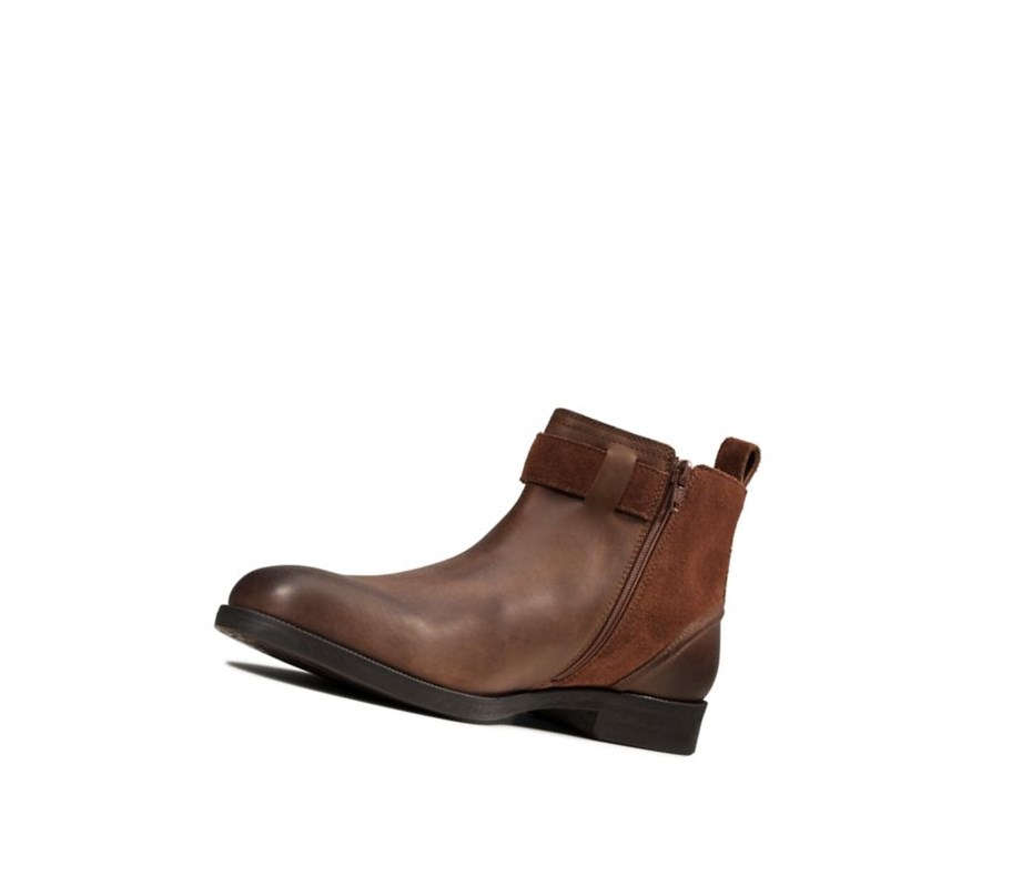 Clarks Brocton Zip Leder Stiefeletten Herren Braun | ECVB53941