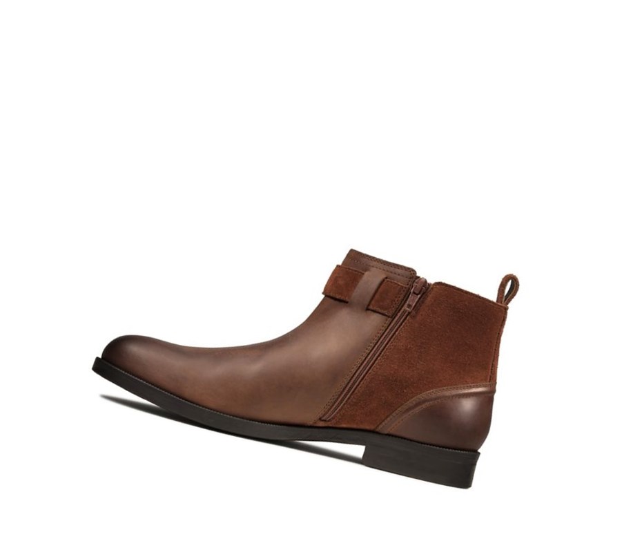Clarks Brocton Zip Leder Stiefeletten Herren Braun | ECVB53941