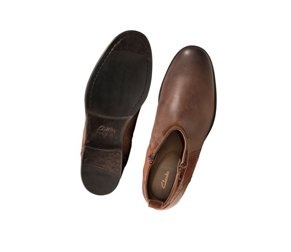 Clarks Brocton Zip Leder Stiefeletten Herren Braun | ECVB53941