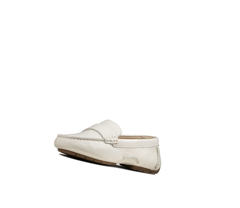 Clarks C Mocc Leder Slip On Schuhe Damen Weiß | KWAQ18376