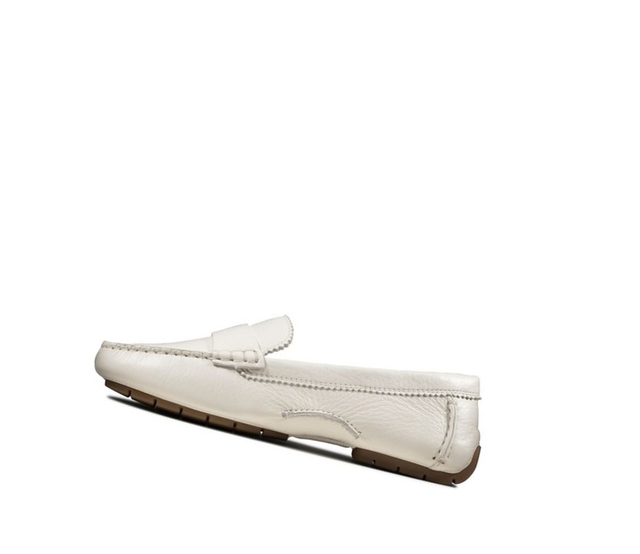 Clarks C Mocc Leder Slip On Schuhe Damen Weiß | KWAQ18376