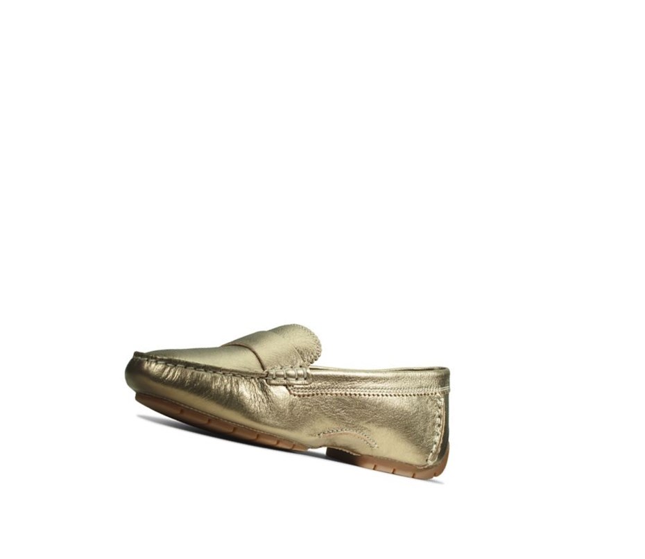 Clarks C Mocc Leder Slip On Schuhe Damen Gold | OCEA65384