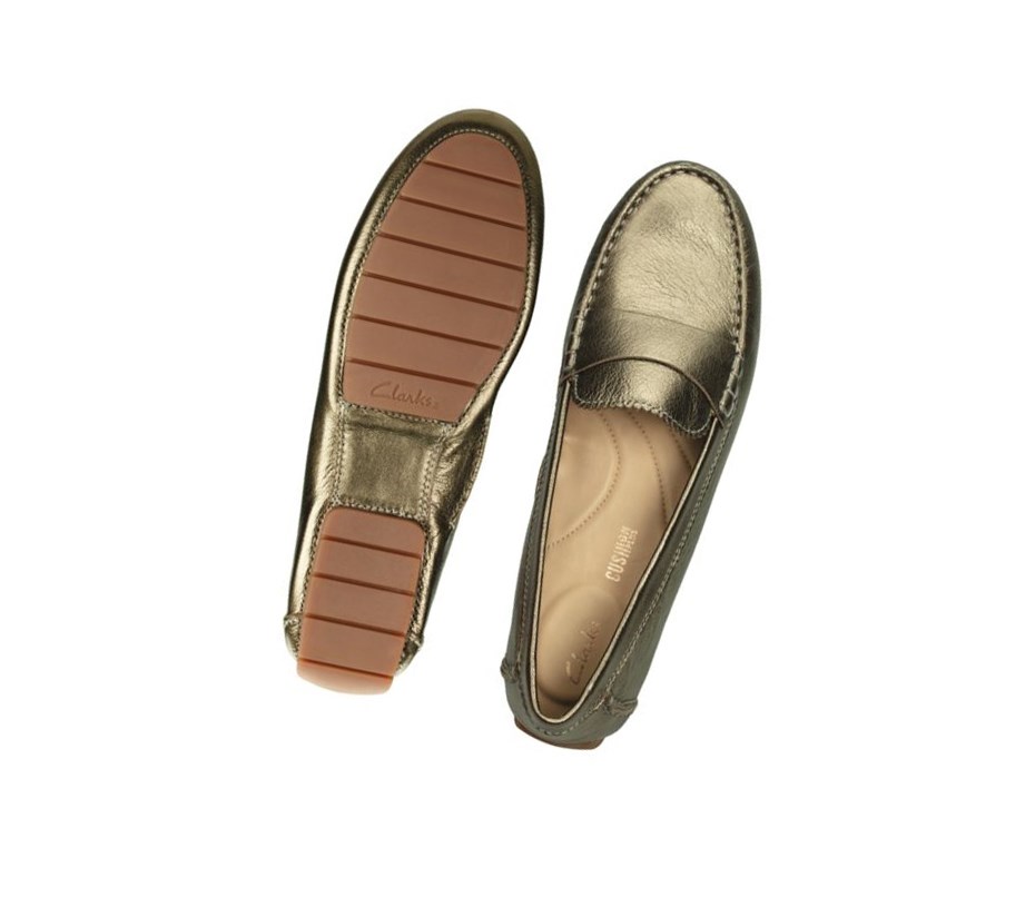 Clarks C Mocc Leder Slip On Schuhe Damen Gold | OCEA65384