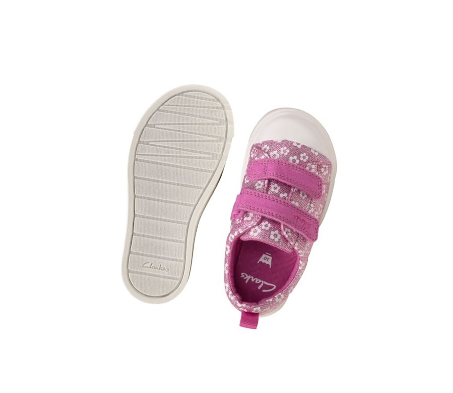Clarks City Bright Floral Freizeitschuhe Mädchen Rosa | ADBC16342