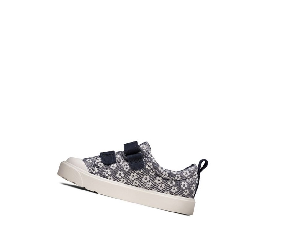 Clarks City Bright Floral Freizeitschuhe Jungen Navy | RSCT51469