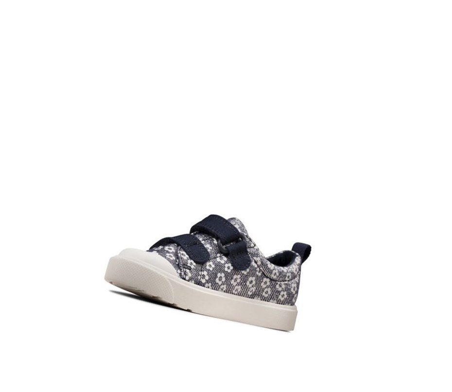 Clarks City Bright Floral Freizeitschuhe Mädchen Navy | ZAFG83416