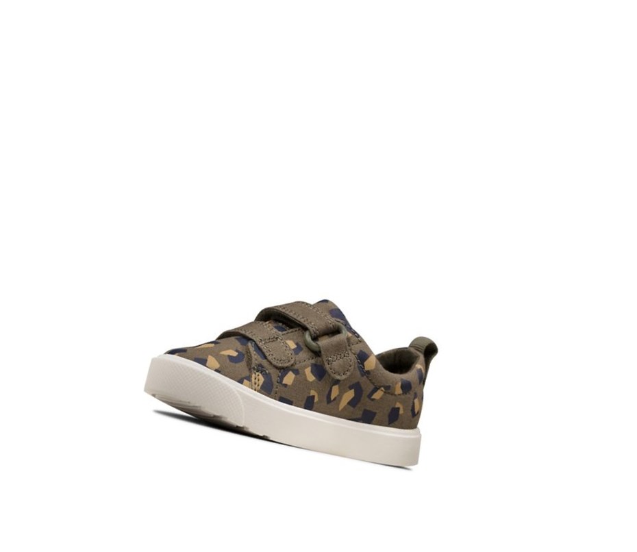 Clarks City Bright Freizeitschuhe Jungen Olivgrün Camouflage | ICKV07853