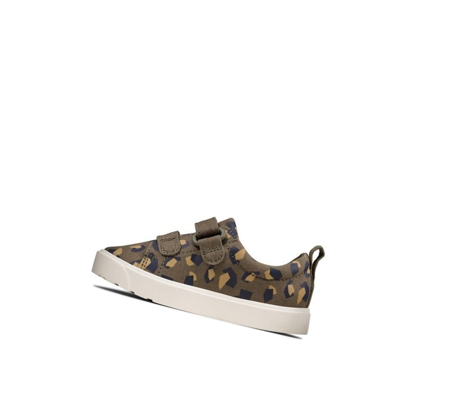 Clarks City Bright Freizeitschuhe Jungen Olivgrün Camouflage | ICKV07853