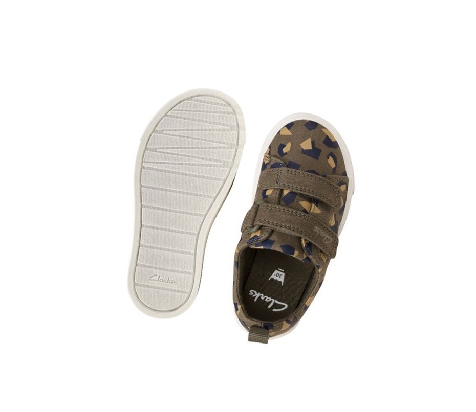 Clarks City Bright Freizeitschuhe Jungen Olivgrün Camouflage | ICKV07853