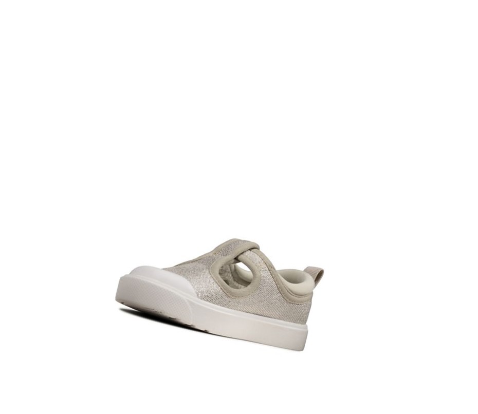 Clarks City Dance T-bar Freizeitschuhe Jungen Silber | DBUY41693