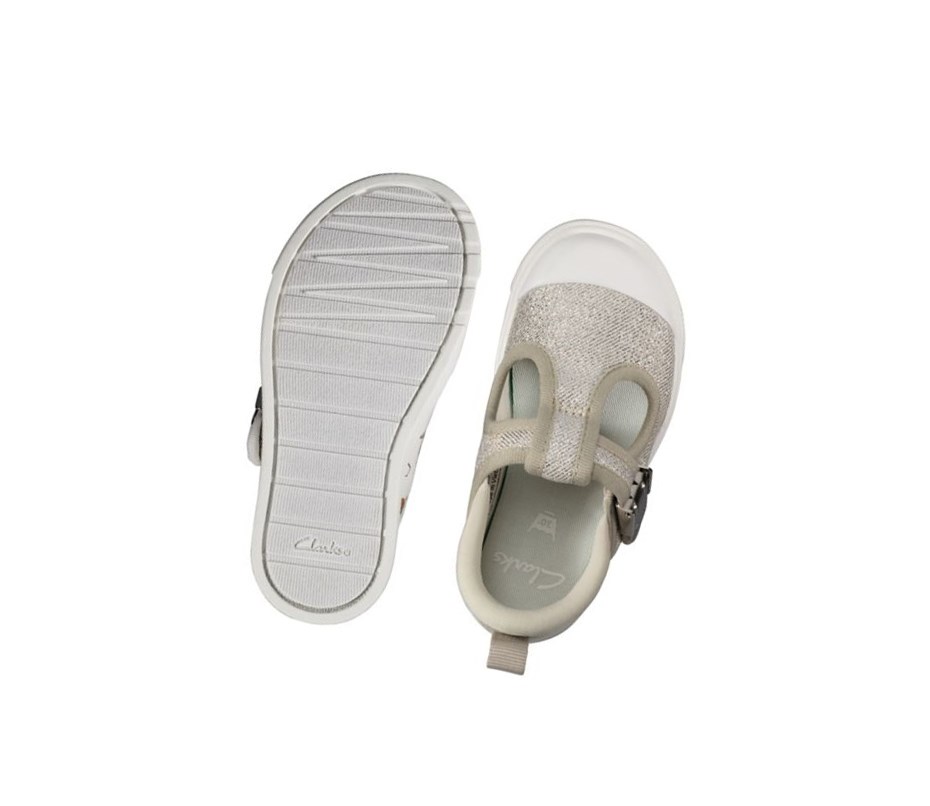 Clarks City Dance T-bar Freizeitschuhe Jungen Silber | DBUY41693