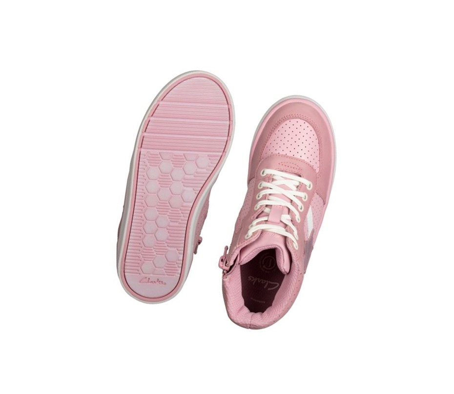 Clarks City Flake Leder Stiefeletten Mädchen Rosa | XEGC36807