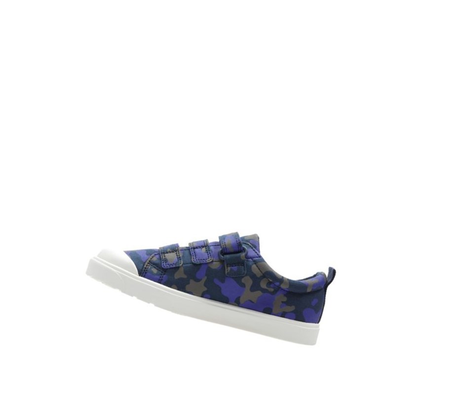 Clarks City Flare Lo Freizeitschuhe Jungen Navy Camouflage | HWXI89067