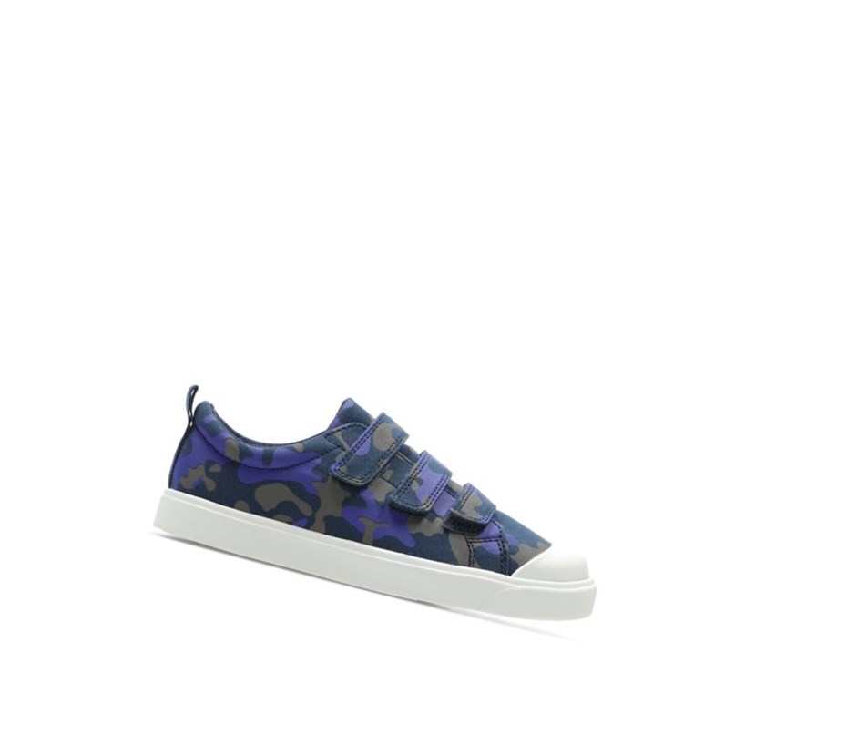 Clarks City Flare Lo Freizeitschuhe Jungen Navy Camouflage | HWXI89067