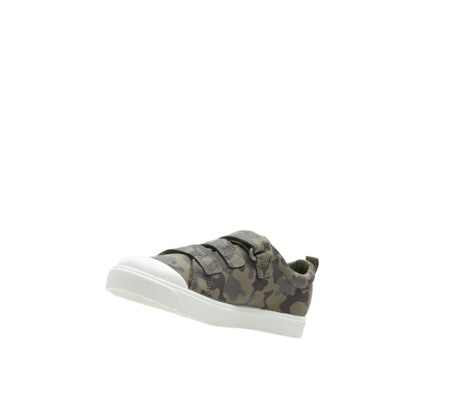 Clarks City Flare Lo Freizeitschuhe Mädchen Olivgrün Camouflage | XOLS83146