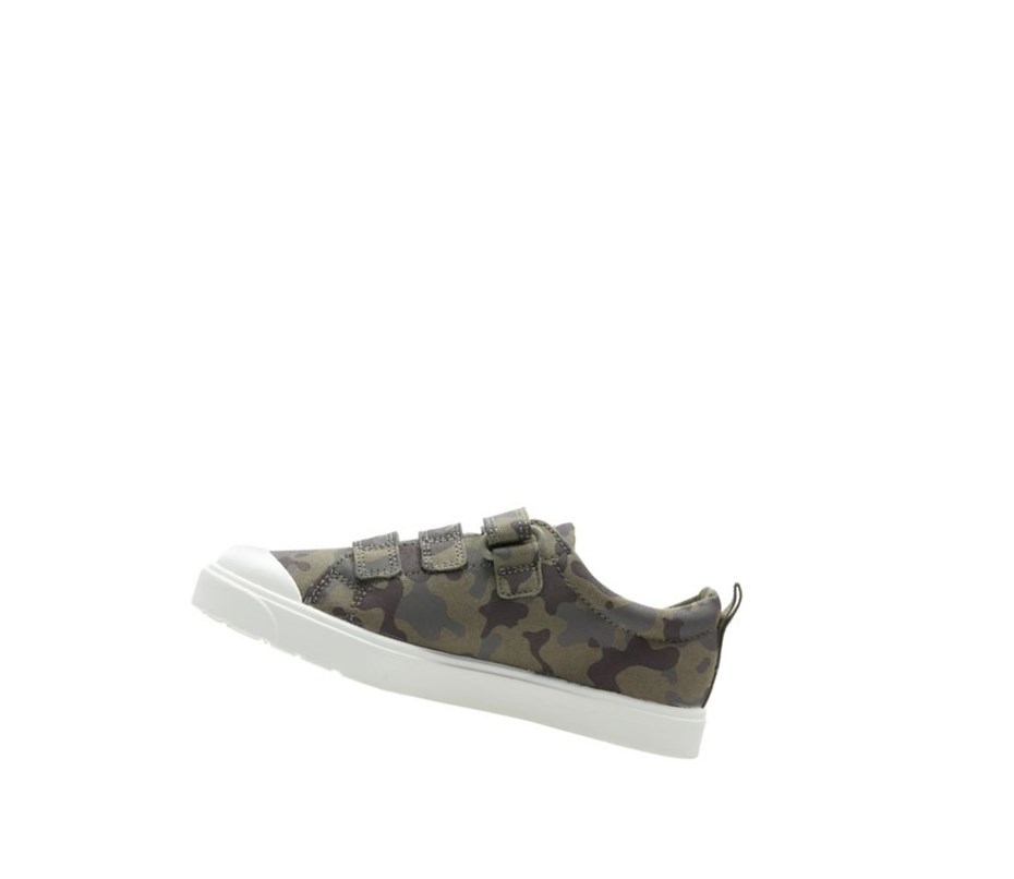 Clarks City Flare Lo Freizeitschuhe Mädchen Olivgrün Camouflage | XOLS83146