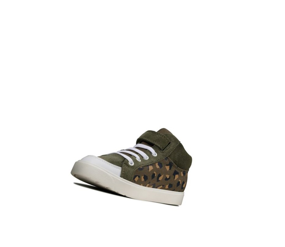 Clarks City Hop Freizeitschuhe Mädchen Olivgrün Camouflage | SNZL08192