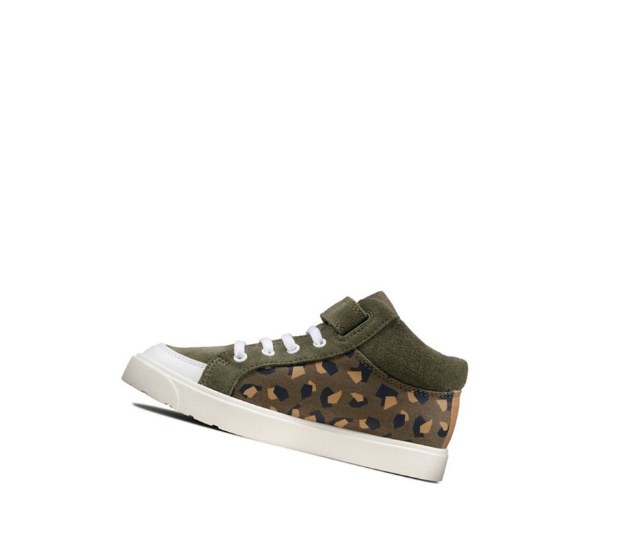 Clarks City Hop Freizeitschuhe Mädchen Olivgrün Camouflage | SNZL08192