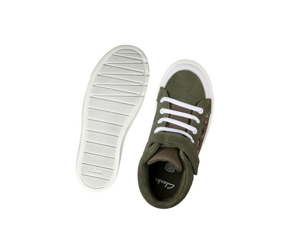 Clarks City Hop Freizeitschuhe Mädchen Olivgrün Camouflage | SNZL08192