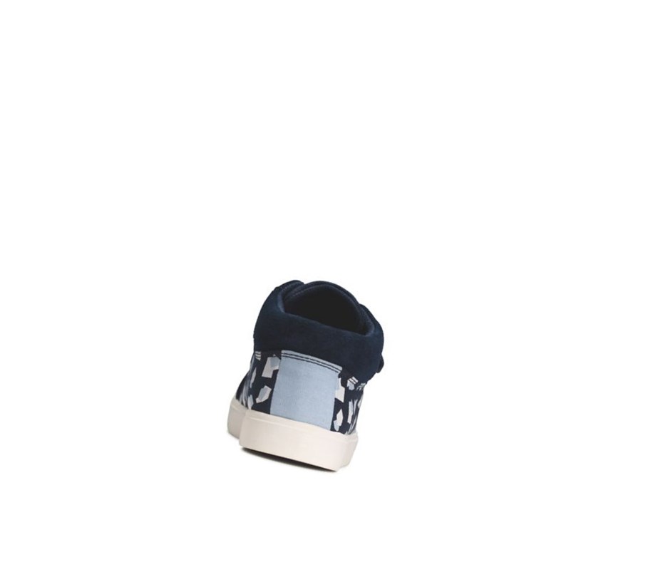 Clarks City Hop Print Leder Freizeitschuhe Mädchen Navy | MOUA63784