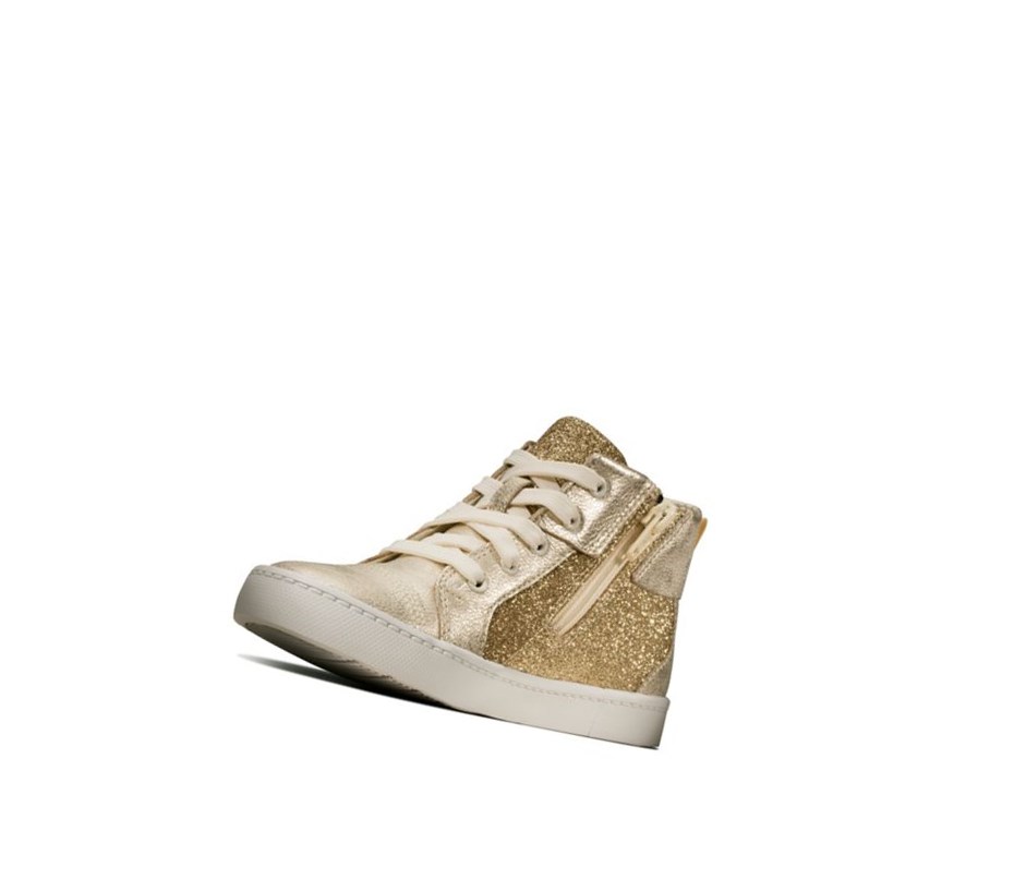 Clarks City Oasis Hi Leder Lederstiefel Jungen Gold | ONXC74593
