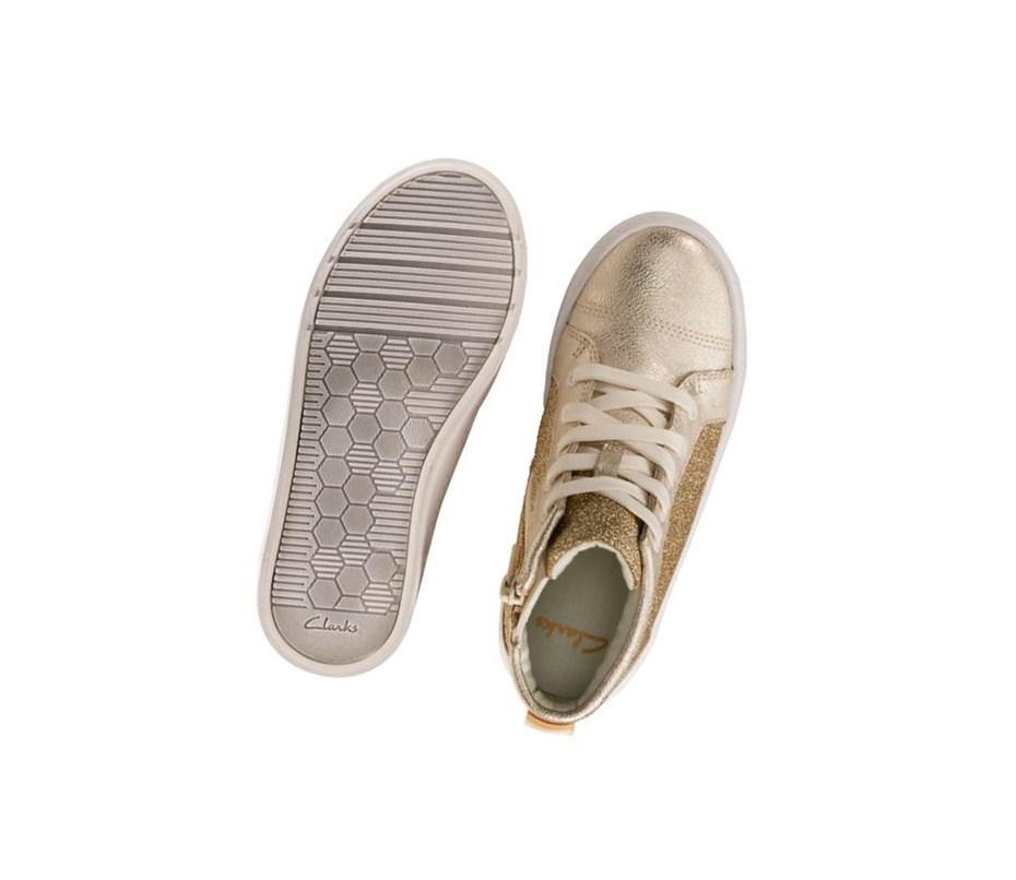 Clarks City Oasis Hi Leder Lederstiefel Jungen Gold | ONXC74593