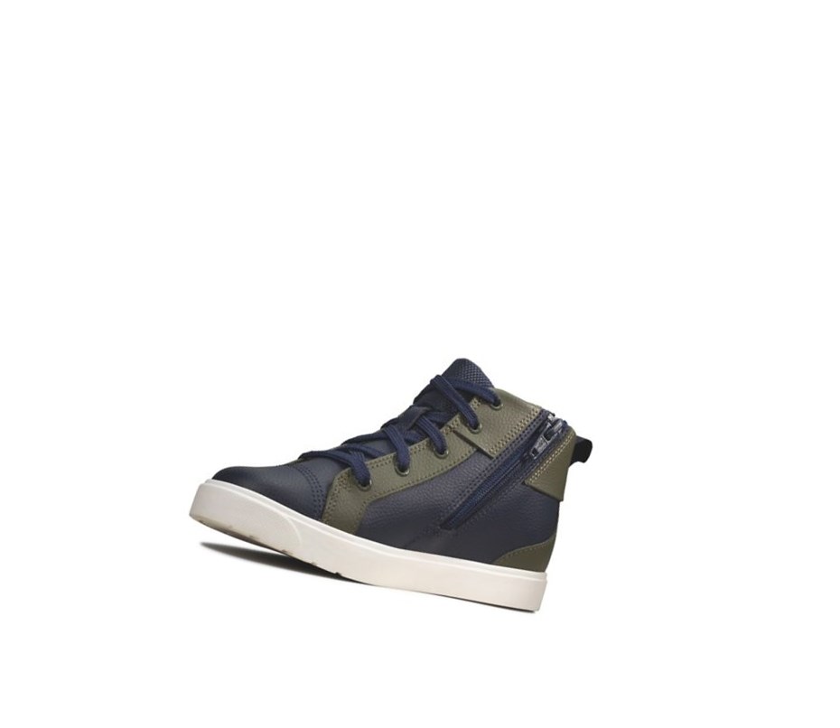 Clarks City Oasis Leder Lederstiefel Jungen Navy | XLMH73420