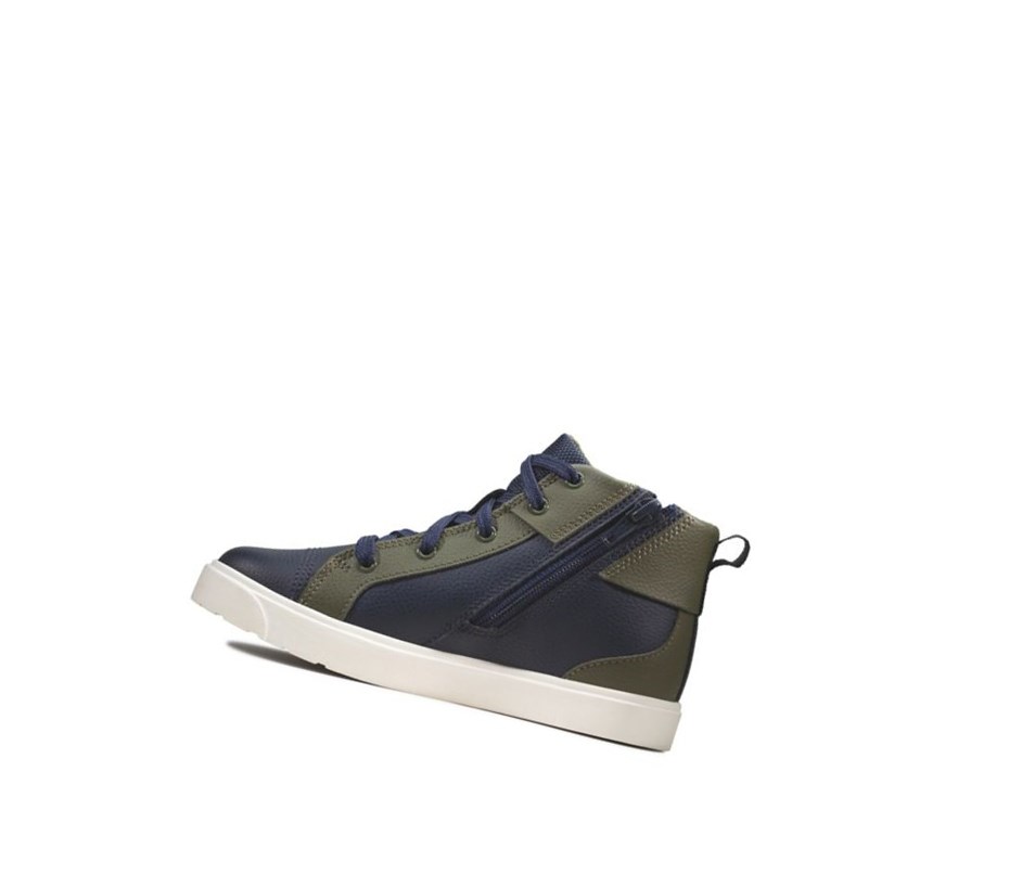 Clarks City Oasis Leder Lederstiefel Jungen Navy | XLMH73420