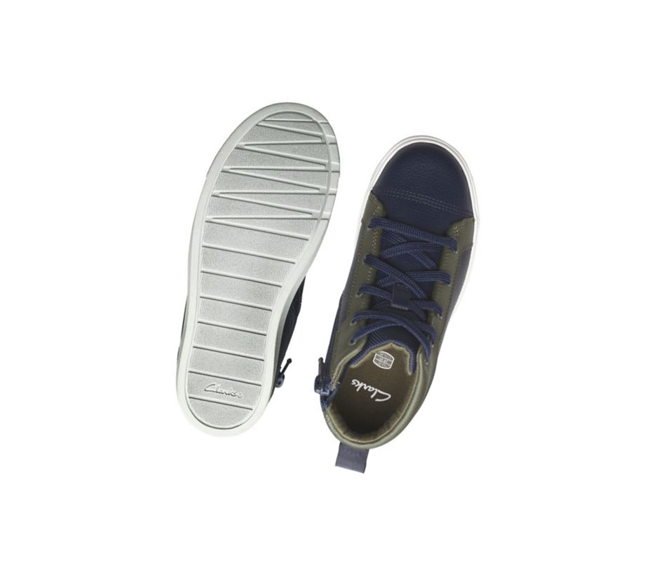 Clarks City Oasis Leder Lederstiefel Jungen Navy | XLMH73420