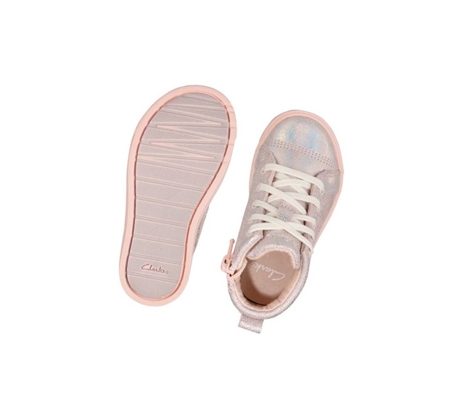 Clarks City Oasis Leder Lederstiefel Mädchen Rosa | NBWY39865