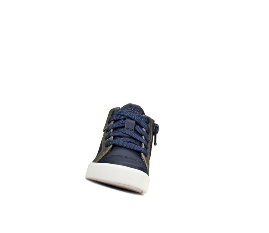 Clarks City Oasis Leder Lederstiefel Mädchen Navy | PORZ28931