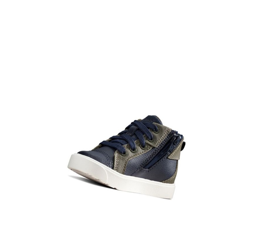 Clarks City Oasis Leder Lederstiefel Mädchen Navy | PORZ28931