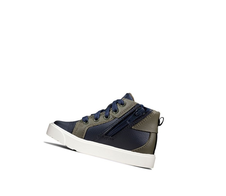 Clarks City Oasis Leder Lederstiefel Mädchen Navy | PORZ28931
