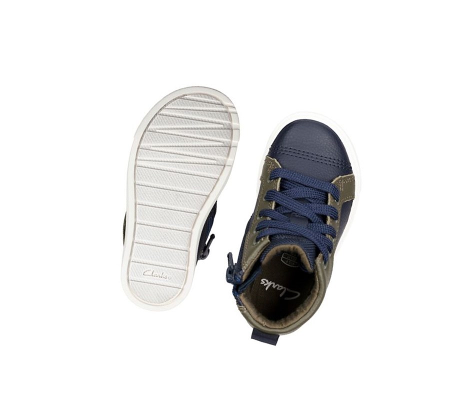 Clarks City Oasis Leder Lederstiefel Mädchen Navy | PORZ28931