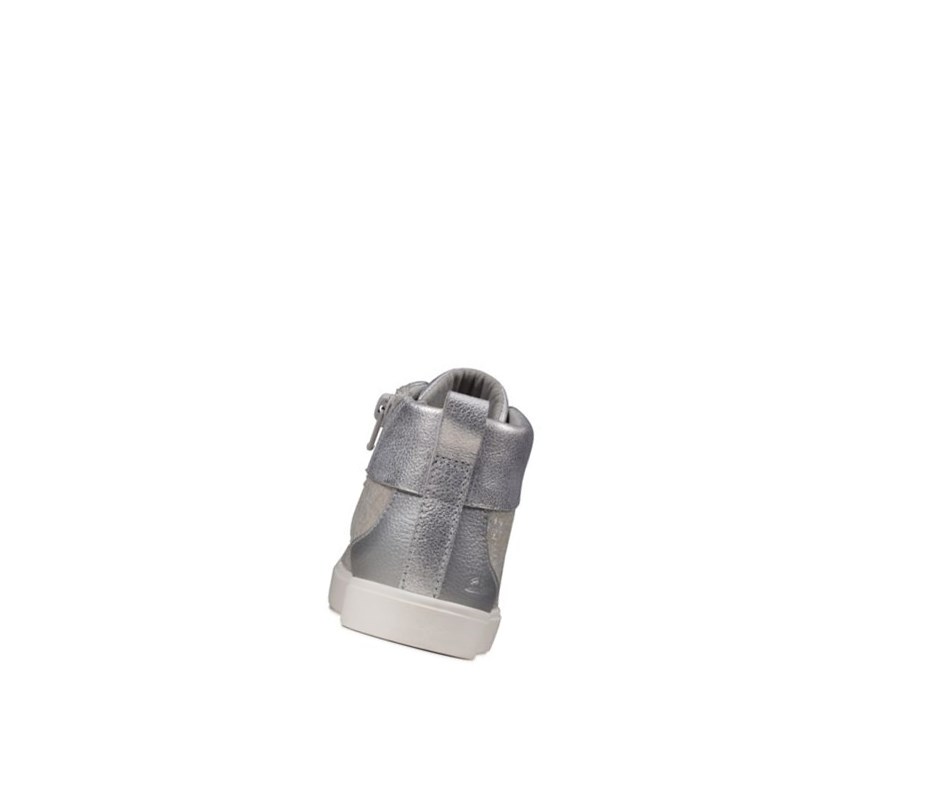 Clarks City Oasis Leder Lederstiefel Mädchen Silber Metal | WBFT93042