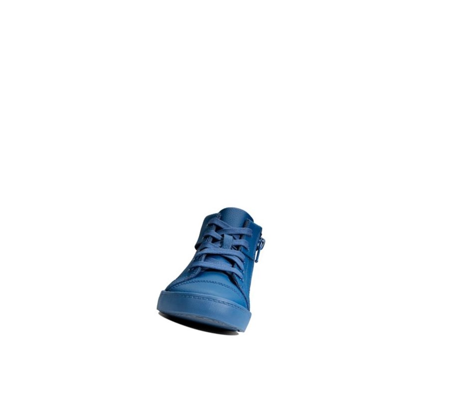 Clarks City Oasis Leder Stiefeletten Mädchen Dunkelblau | QLXG49165