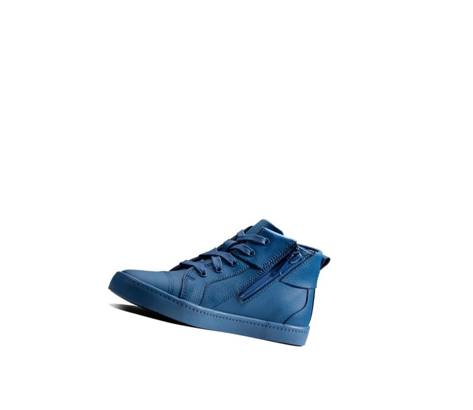 Clarks City Oasis Leder Stiefeletten Mädchen Dunkelblau | QLXG49165